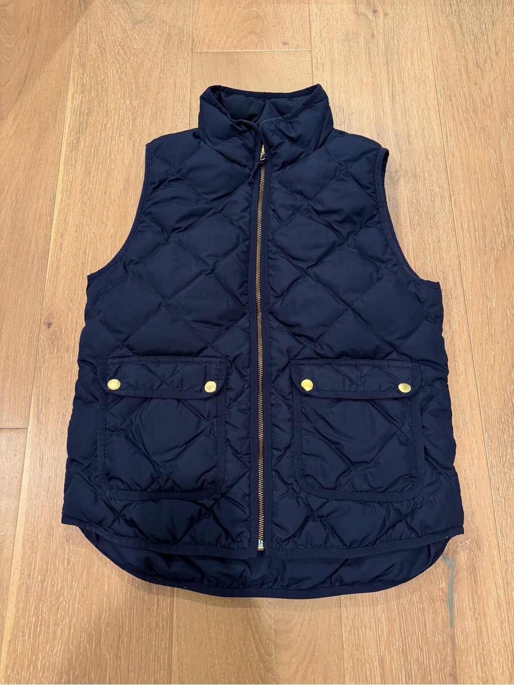 J. Crew Navy Quilted Puffer Vest with Gold Buttons - size S